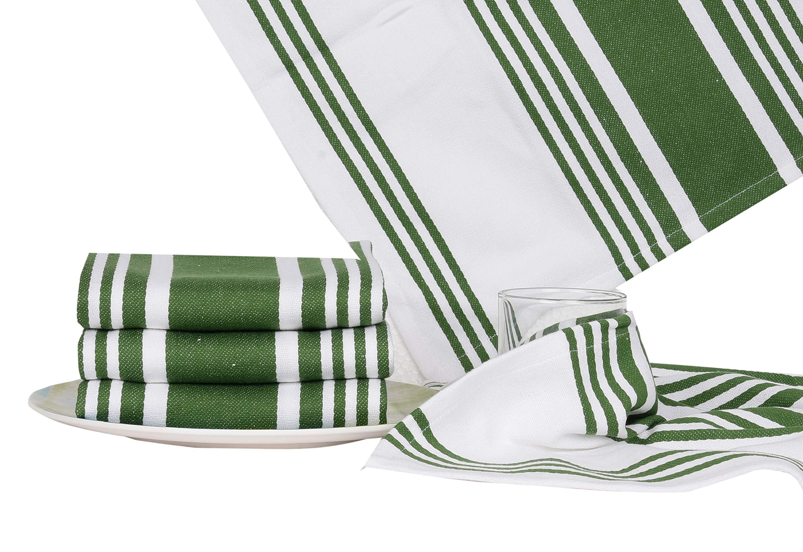 Urban Villa Kitchen Towels (20x30 Inches 6 Pack) Extra Large Premium Dish Towels for Kitchen Green & White Dish Cloths Highly Absorbent 100% Cotton Kitchen Hand Towels with Hanging Loop Tea Towels