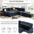 thumbnail image 2 of Oversized Modular Sectional Sofa, L-shaped Sectional Sofa Couch with Storage Space, USB Ports, and Cup Holders on the Armrests, Suitable for Living Rooms Offices and Apartments, Blue, 2 of 7