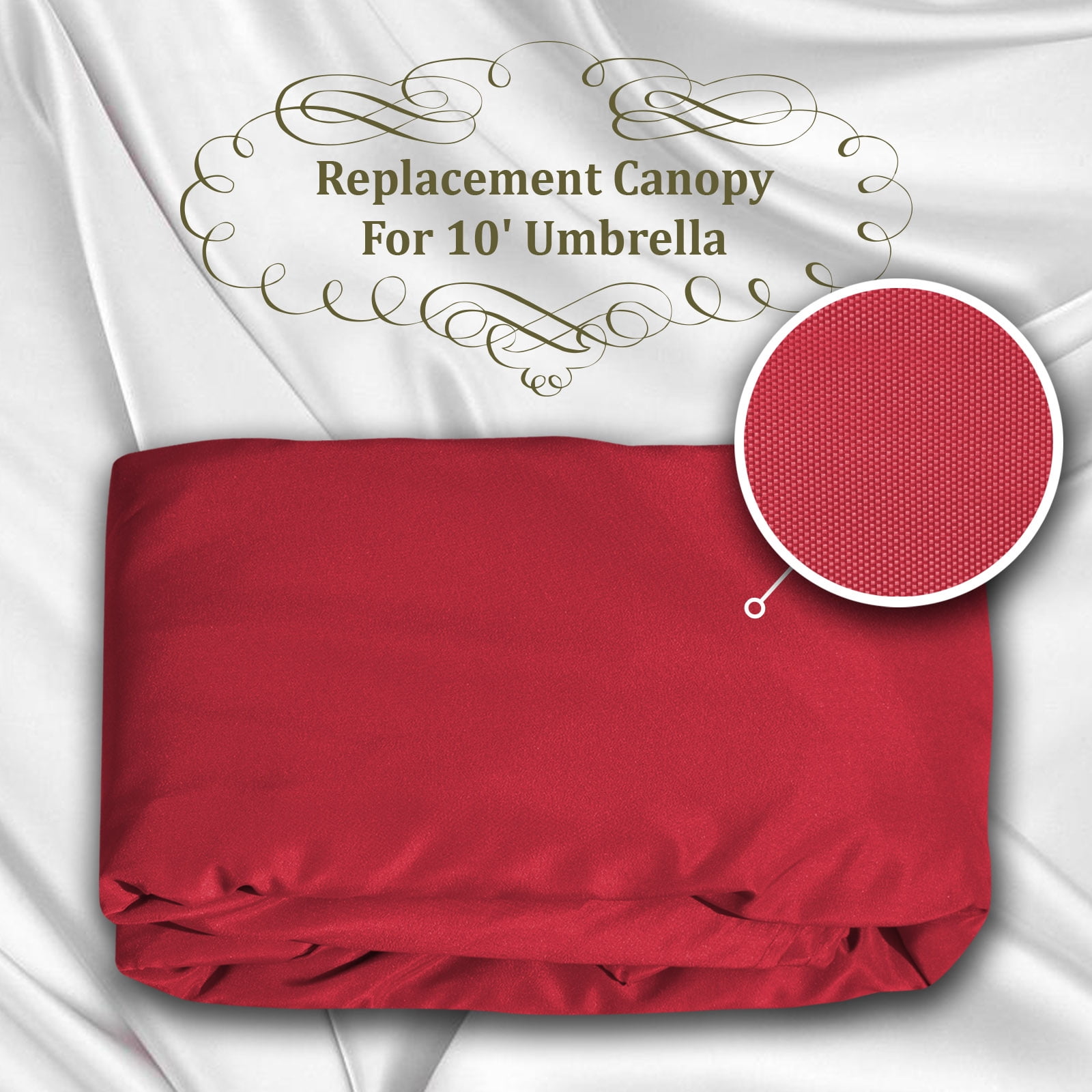 Sunrise 10' Umbrella Canopy Top Cover Patio Replacement Top Cover 8 Ribs Outdoor Sunshade (Burgundy, Cover only, Frame not Included)