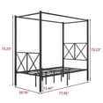 thumbnail image 4 of Canopy Platform Bed Frame with Headboard and Footboard, Twin Size Single Metal Bed, 4-Post Modern Mattress Foundation with Steel Slats Support, Noise Free (Black), 4 of 9