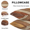 thumbnail image 5 of Throw Pillow Covers 18x18 Inch Set of 2, Farmhouse Burnt Orange Brown Waterproof Outdoor Pillow Covers, Vintage Wooden Striped Decorative Cushion Pillowcases for Couch, Sofa, Bed, Garden, Patio, 5 of 9