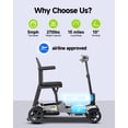 thumbnail image 7 of ScootNGo 39 lbs Ultra Lightweight Foldable Mobility Scooter for Seniors & Adult - Airline Approved, 4-Wheel Electric Travel Scooter, Silver, 7 of 7