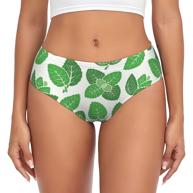Fotbe Green Leaves Calzones Estampados para Mujer – Ropa Interior de Algodón, Cómoda, Suave y Elástica-Medium