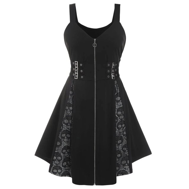 Vestido gótico sexy sin mangas con estampado de encaje a la moda para mujer