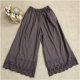 thumbnail image 1 of Pantalones elegantes de primavera para viajeros, de pierna ancha, de algodón y lino, rectos, distintivos, sueltos, hasta los tobillos, pantalones de cintura alta con bordados y huecos, 1 of 6