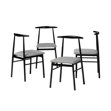 Baxton Studio Arnold Gray Fabric and Metal 4-Piece Dining Chair Set