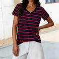 thumbnail image 4 of DHFJKG Women's Striped T Shirts Casual V Neck Short Sleeve Regular Fit Summer Top Casual Graphic Tee Comfortable Tops, 4 of 7