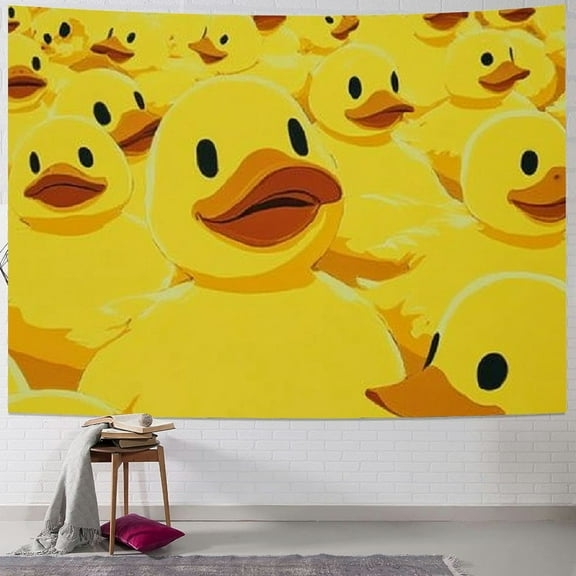 Patifu Ducks Yellow Tapestry Wall Hanging Unique Style Graphic Tapestries Home Wall Decor for Living Room Bedroom Apartment Farmhouse Dorm 40x30inch