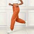thumbnail image 6 of Trousers Pants for Women Solid Color Casual Straight Leg Joggers Elastic Waist Drawstring Pockets Sweatpant Soft and Comfortable, 6 of 7