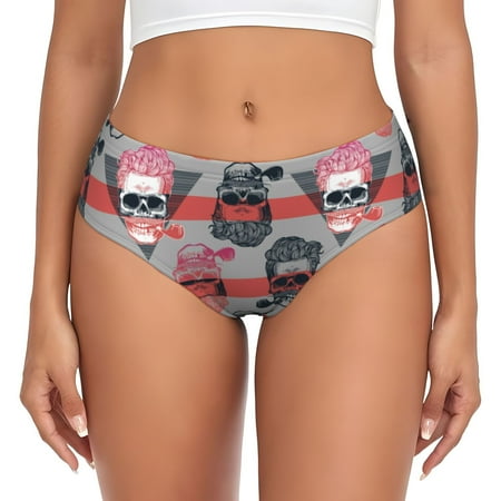 Womens Underwear - Artistic Pipe Skull No Show Seamless Underwear for Women  Soft Comfort Stretch Women s Panties  Hipster Ladies Panties Bikini Underwear Briefs