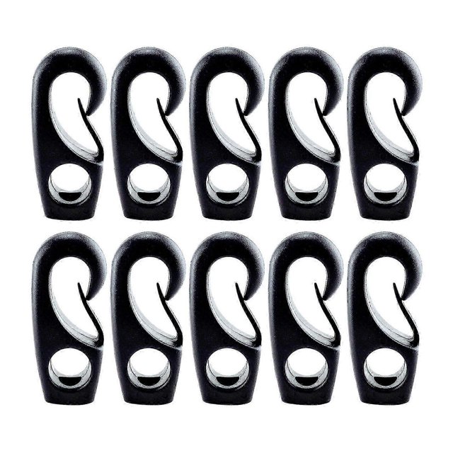10Pcs Black Plastic Bungee Hook Boats Shock Cord Hook Bungee Rope Rowing Boats Tie Cord Hook Kayak Accessories