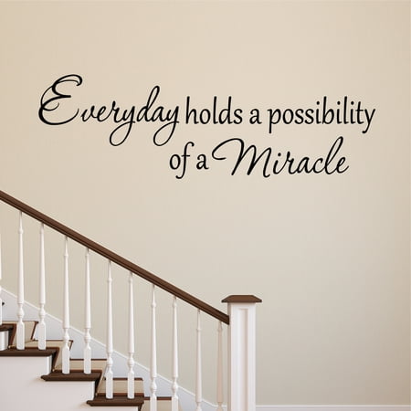 VWAQ Everyday Holds a Possibility of a Miracle Wall Decal Inspirational Vinyl Lettering Faith Quote Home Decor (Best Way To Remove Vinyl Lettering)
