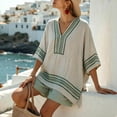 thumbnail image 4 of Womens 2 Piece Sets 2026 Oversized Vneck Half Sleeve Tops Shorts Lounge Set Casual Summer Travel Beach Vacation Outfits, 4 of 5