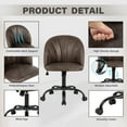 thumbnail image 6 of LEEJAY Ash Brown Faux Leather Swivel Desk Chair,Armless Adjustable Office Task Chair for Bedroom, 6 of 6