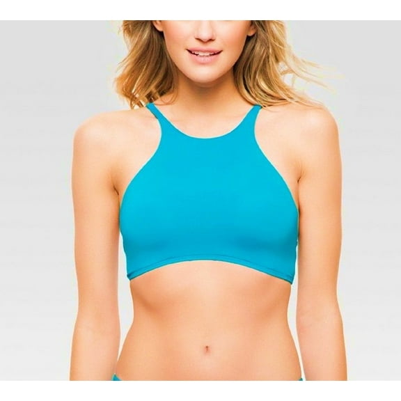 Sunn Lab Deep Teal High Neck Strappy Back Bikini Top Swimwear Women's Large