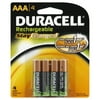 Duracell Rechargeable StayCharged AAA Household Batteries 4 Count