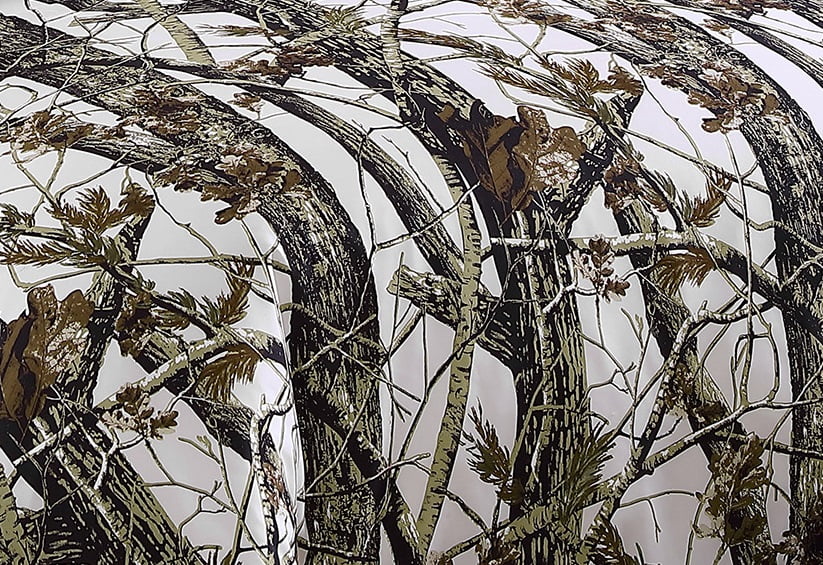 Chezmoi Collection Salem 2-Piece Cabin Lodge Forest Woods Comforter Set, Nature Camo Tree Leaves Printed Soft Microfiber Bedding, White, Twin