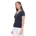 thumbnail image 2 of Women's Reversible Short Sleeve Stonewashed Ribbed Top, Black, One Size, 1 Piece, 2 of 5