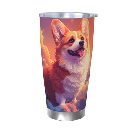 

Qekee Sunset Cloud Corgi Print 20OZ Car Cup Stainless Steel Vacuum Insulated Tumbler Tumbler Cup With Lid And Straw Travel Coffee Mug-Without Straw