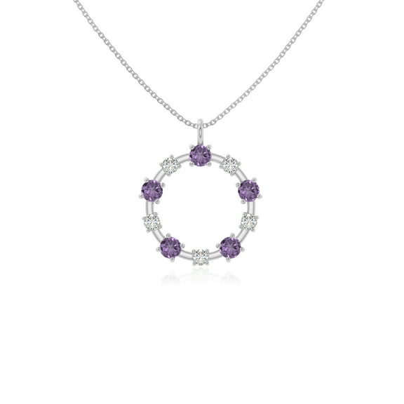 Natural Amethyst Circle Of Life Pendant Necklaces for Women in Sterling Silver, February Birthstone Jewelry Gifts for Her Birthday, Wedding Anniversary, Graduation, Christmas, Mothers Day, Valentines