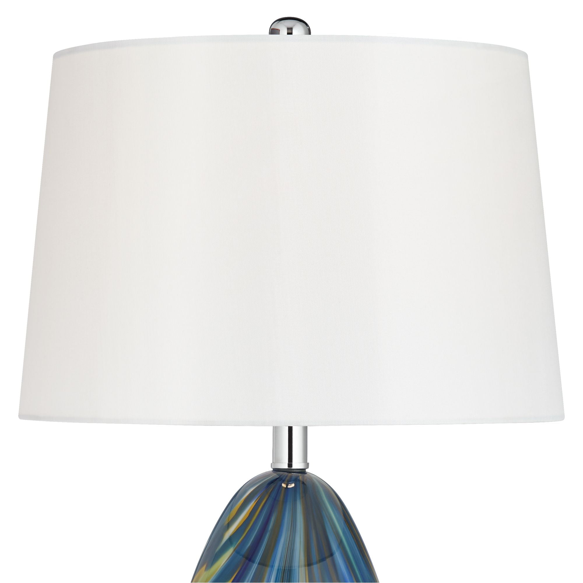 Possini Euro Design Pablo Modern Table Lamp 27" Tall Blue Art Glass White Tapered Drum Shade for Bedroom Living Room Bedside Nightstand Office Family