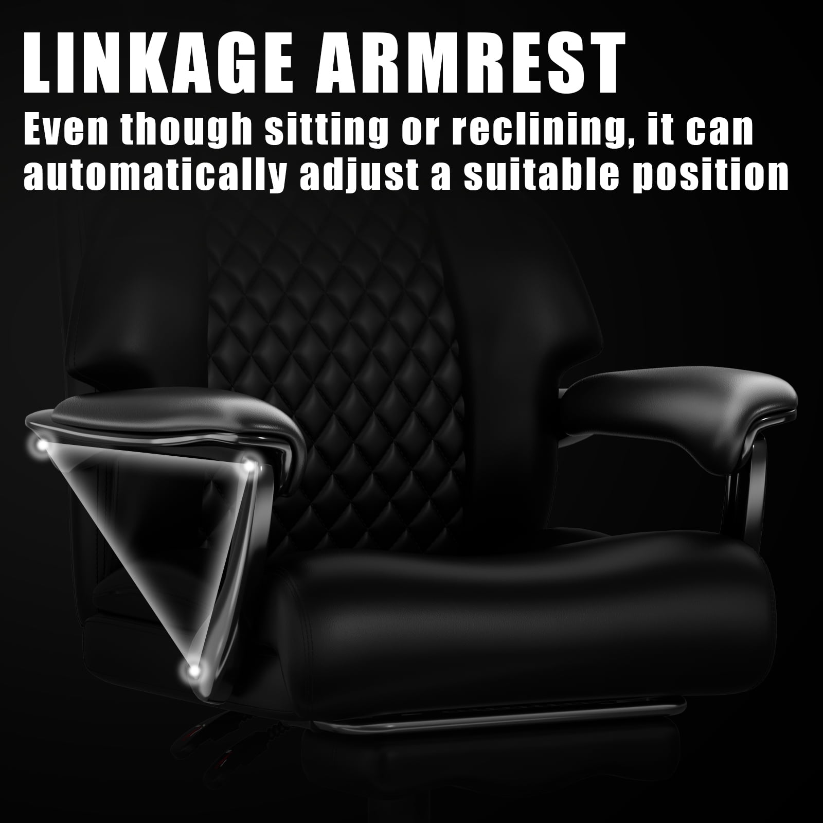 Big and Tall 700LBS Heavy Duty Executive Office Chair with Metal Base, Linkage Armrest, Footrest, Extra Thick Wide Cushion, Silent Rubber Wheels, Black