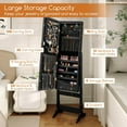 thumbnail image 3 of Standing Jewelry Armoire, Lockable Jewelry Cabinet with Full Length Mirror, LED Lights, 4 Tilt Angle Adjustable, Mirror with Jewelry Storage, Standing Jewelry Organizer with Drawers, Black, 3 of 8