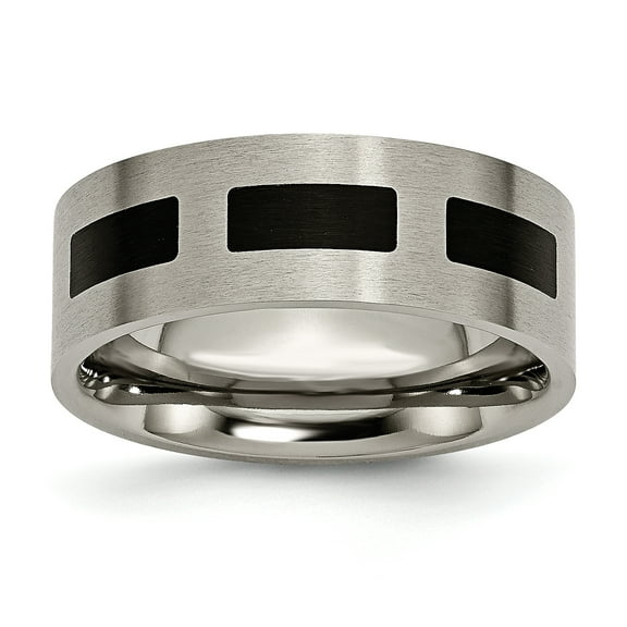 Titanium Black Rubber Flat 8mm Brushed Band