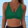 thumbnail image 2 of Swimsuit Tops for Women Navy Blue Women Lace Up Swimwear Tops Full Coverage Bikini Top Push Up Swim Crop Top Tie Back Bathing Suit Tops Female Womens Bikini & Tankini Tops(Green,S), 2 of 6