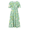 thumbnail image 2 of Women's Floral Short Sleeve Dress Casual Crew Neck T-Shirt Dress with Pockets Summer Midi Dresses, 2 of 6