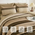 thumbnail image 4 of 7 Pieces Comforter Set Queen Size, Brown Striped Bed in a Bag Comforter and Sheet Set, Bohemian Soft Lightweight Micorfiber Bedding Set for All Season (90"×90"), 4 of 8