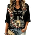 thumbnail image 2 of 9/11 25th Anniversary Shirt Womens Tops 3/4 Sleeve We Will Never Forget 911 Memorial Day Patriotic Vintage Faith Tee Black 4XL, 2 of 6