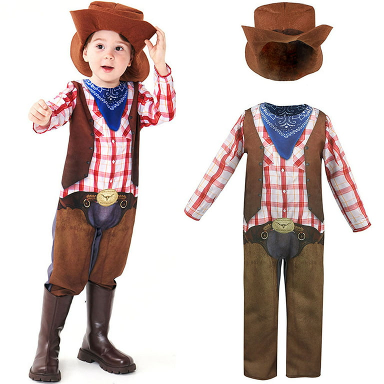 Cowboy Costume Set For Kids Boys Western Dress up Halloween Party