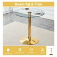 thumbnail image 4 of Hi loPres 35" Round Glass Bar Height Table, Modern Clear Tempered Glass Pub Table with Sturdy Gold Pedestal Base for Small Space, Kitchen, 4 of 7