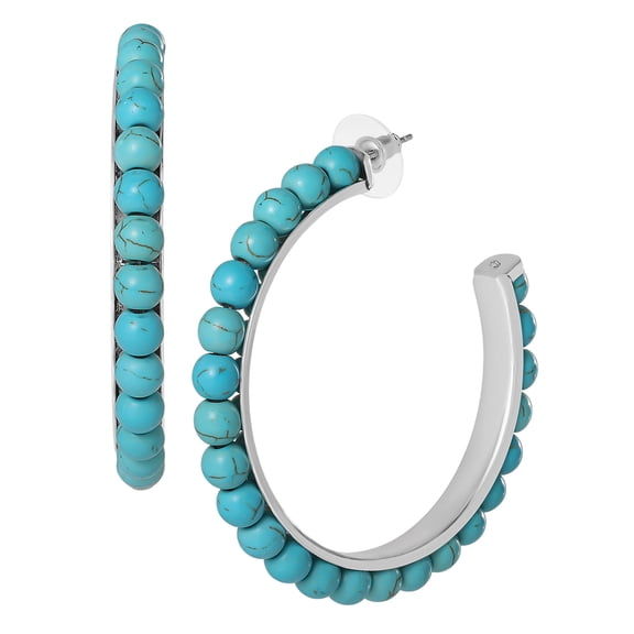 Jessica Simpson Faux Turquoise Half Hoop Earrings