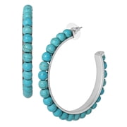 Jessica Simpson Faux Turquoise Half Hoop Earrings