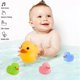 thumbnail image 2 of Juguetes de pato de baño, 4 uds. de goma para familia, flotador y squeak, niños pequeños en edad preescolar Feliz Sencillez, 2 of 5