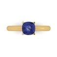 thumbnail image 2 of 1.0ct cushion cut blue tanzanite 18k yellow gold Bridal Wedding Engagement Promise Anniversary Ring for Women size 9.75, 2 of 7