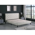 thumbnail image 4 of King Upholstered Platform Bed Frame with 45" Tall Headboard - Button Tufted Linen Bed - Light Beige - Oliver & Smith - Kendall, 4 of 7
