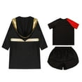 thumbnail image 4 of TiaoBug Kids Boys Boxing Robe Short Sleeve T-shirt and Shorts Set Boxer Fancy Dress Hooded Cloak Black&Red 16, 4 of 5