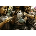 thumbnail image 2 of Three Children On Log Holding Bird Bronze Statue -  Size: 55"L x 18"W x 38"H., 2 of 15