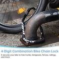 thumbnail image 3 of Candado de cadena para bicicleta de 36 pulgadas, candado de bicicleta con combinación de 4 dígitos, candado de seguridad para bicicleta reiniciable, candado de cadena antirrobo para bicicletas, motos,, 3 of 7