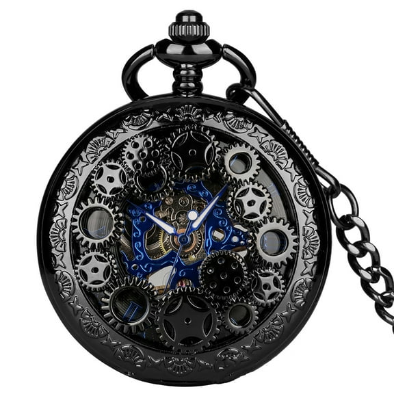 Skeleton Pocket Watch with Roman Numerals Mechanical Movement, Attractive Vintage Design, Resistant to Splash and Drip for Festival Gifts