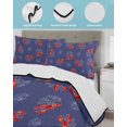 thumbnail image 4 of Navy Blue Coastal Full Size Down Alternative Comforter, Lightweight Comforter Quilt Bedding Set with Pillow Shams Red Lobster Nautical Ocean All Seasons Bed Comforter Duvet Insert 78"x90", 4 of 7