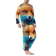 thumbnail image 2 of Yiaed Fiery Red Maple Leaf Fox Print Men’s Pajamas Set - Long Sleeve Button Down Sleep Shirt and Pajama Bottoms Sleepwear Set Mens Pjs Sets Men's Pajama Bottoms-Medium, 2 of 7