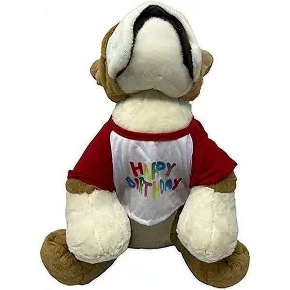Buddy the Bulldog Plush Toy In Happy Birthday T-Shirt with Red Sleeves - 8 Inch Bulldog Stuffed Animal, Cute & Soft Cuddly Birthday Teddy Bear, Gift for Kids, Birthday Decor, Party Favor