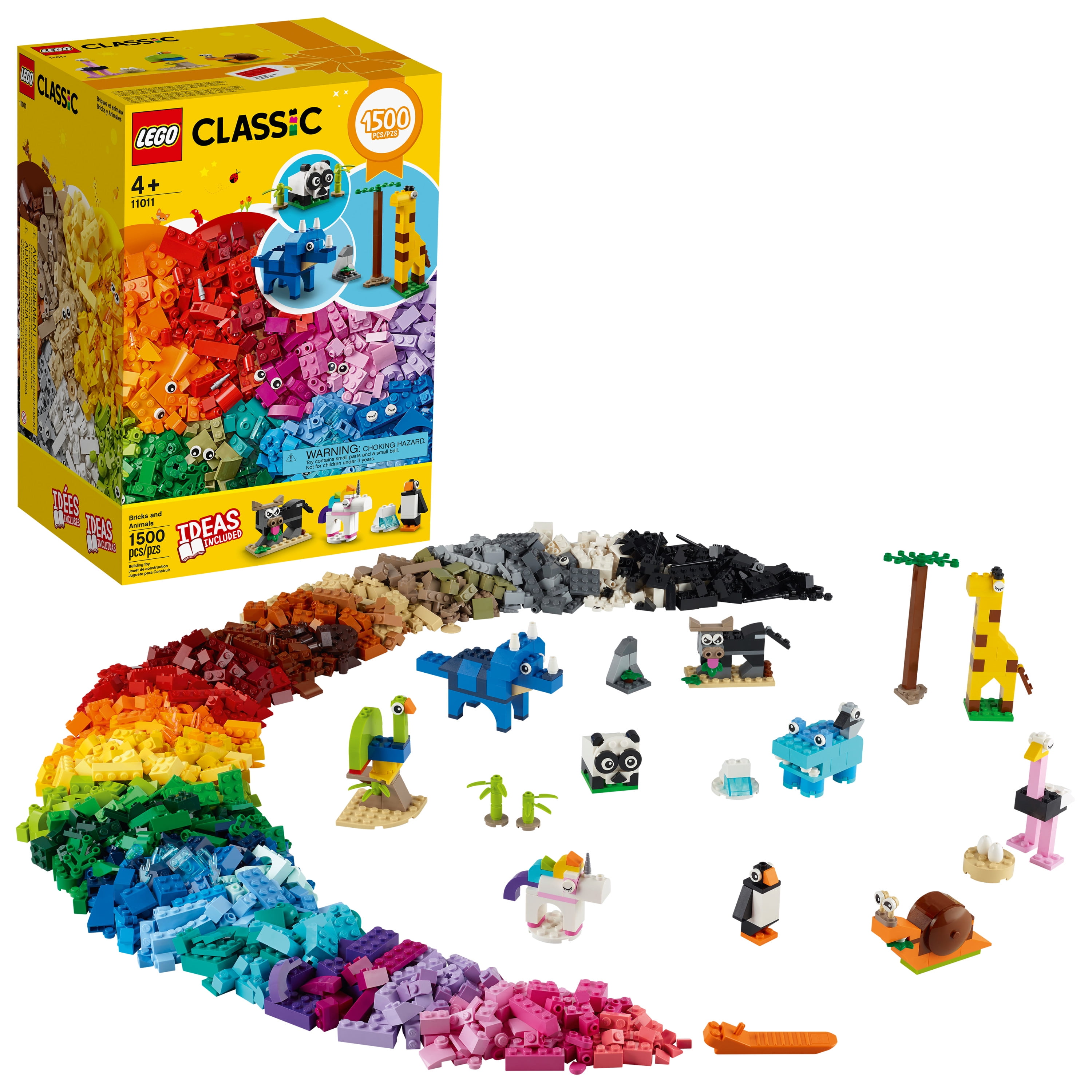 Celsius Målestok skepsis LEGO Classic Bricks and Animals 11011 Creative Toy That Builds into 10  Amazing Animal Figures (1,500 Pieces) - Walmart.com