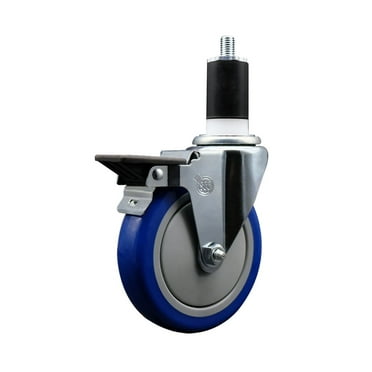 5 Inch Blue Poly Swivel 1-1/2 Inch Expanding Stem Caster with Brake SCC
