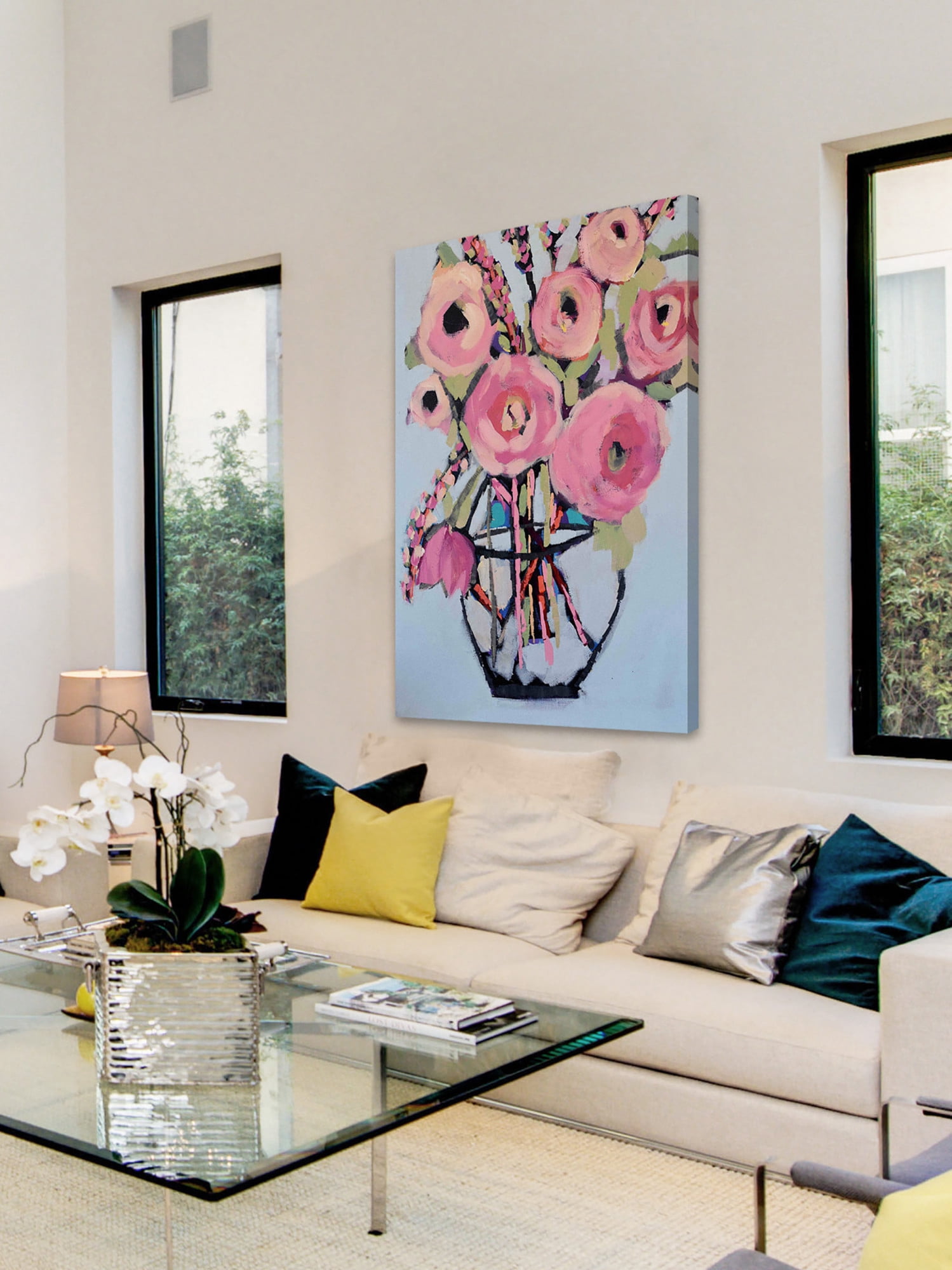 Marmont Hill "Lots of Pink Flowers" by Michelle Rivera Painting Print on Wrapped Canvas