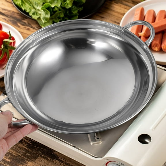 AURARMLET 2Pcs Thickened Stainless Steel Hot Pot with Double Handles for Cooking and Serving